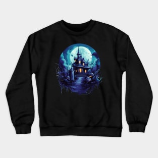 Halloween Haunted Mansion in Blue Crewneck Sweatshirt